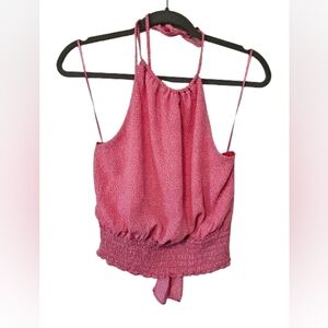 Sienna Sky Pink and White Tank Crop Top Women's Size Large NWOT